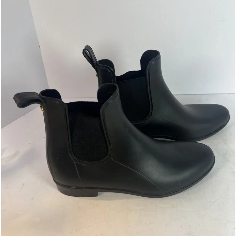 Sam Edelman Tinsley Black Matte Gold Logo Pointed Toe English Rain Boots Size 11 - Picture 2 of 6